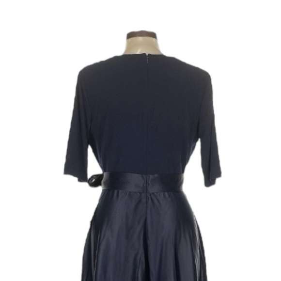 Alex Evenings Navy Blue Faux Wrap Gown 10 Long Formal Evening Dress NWT $175 - Picture 5 of 12